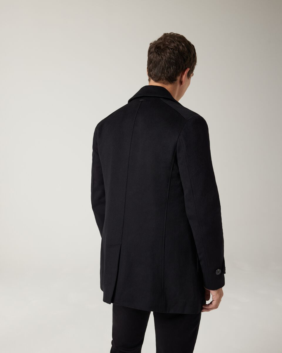 Relaxed fit double breasted peacoat, Black, hi-res